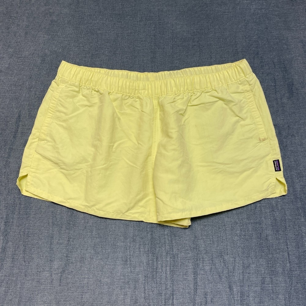 Patagonia Baggies Shorts Women 36 Yellow Elastic Waist Pullover Running Gym Wear